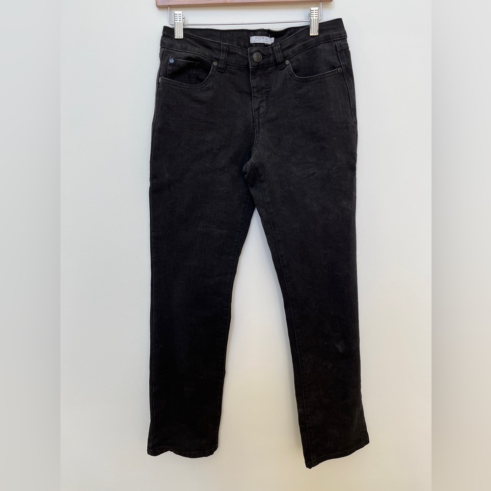 PURE By Alfred Sung Black Jeans Straight Leg Mid-Rise Classic 5 Pocket